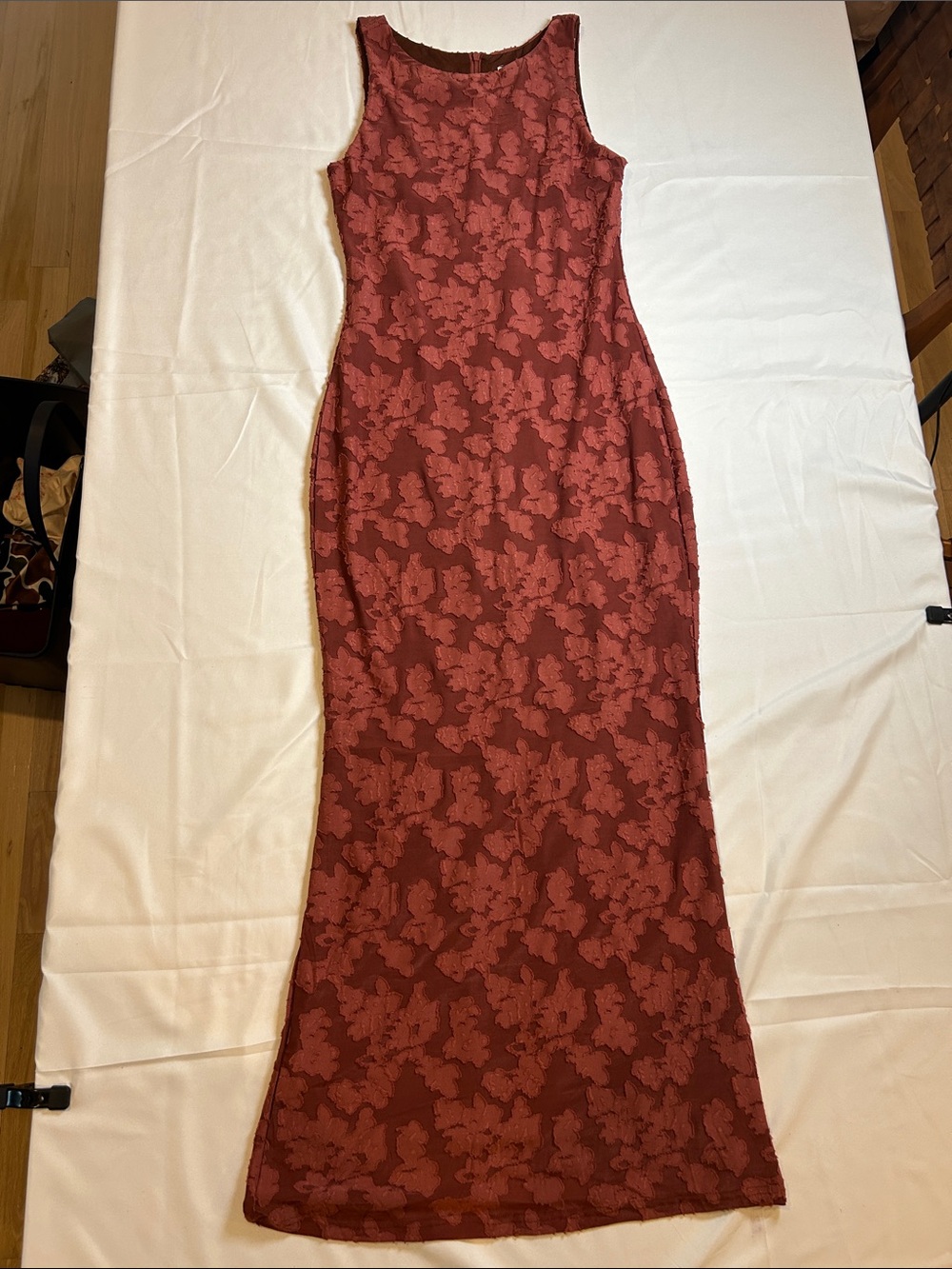 New Sleeveless Floral Jacquard Maxi Dress